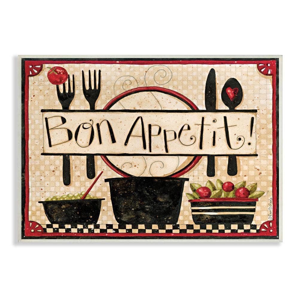 Stupell Industries Bon Appetit Phrase Vintage Kitchen Cooking Charm Wall Plaque by Dan DiPaolo