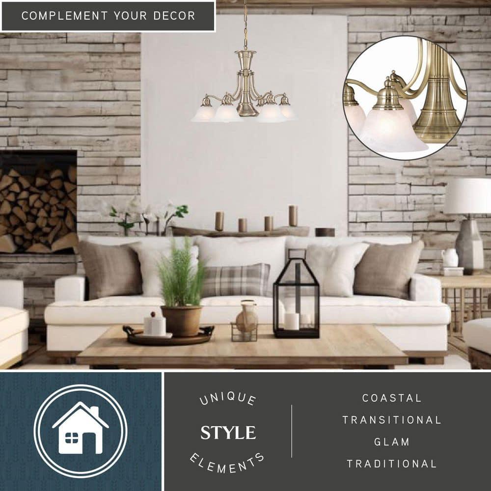 Vaxcel Standford 6 - Light Chandelier in  Antique Brass