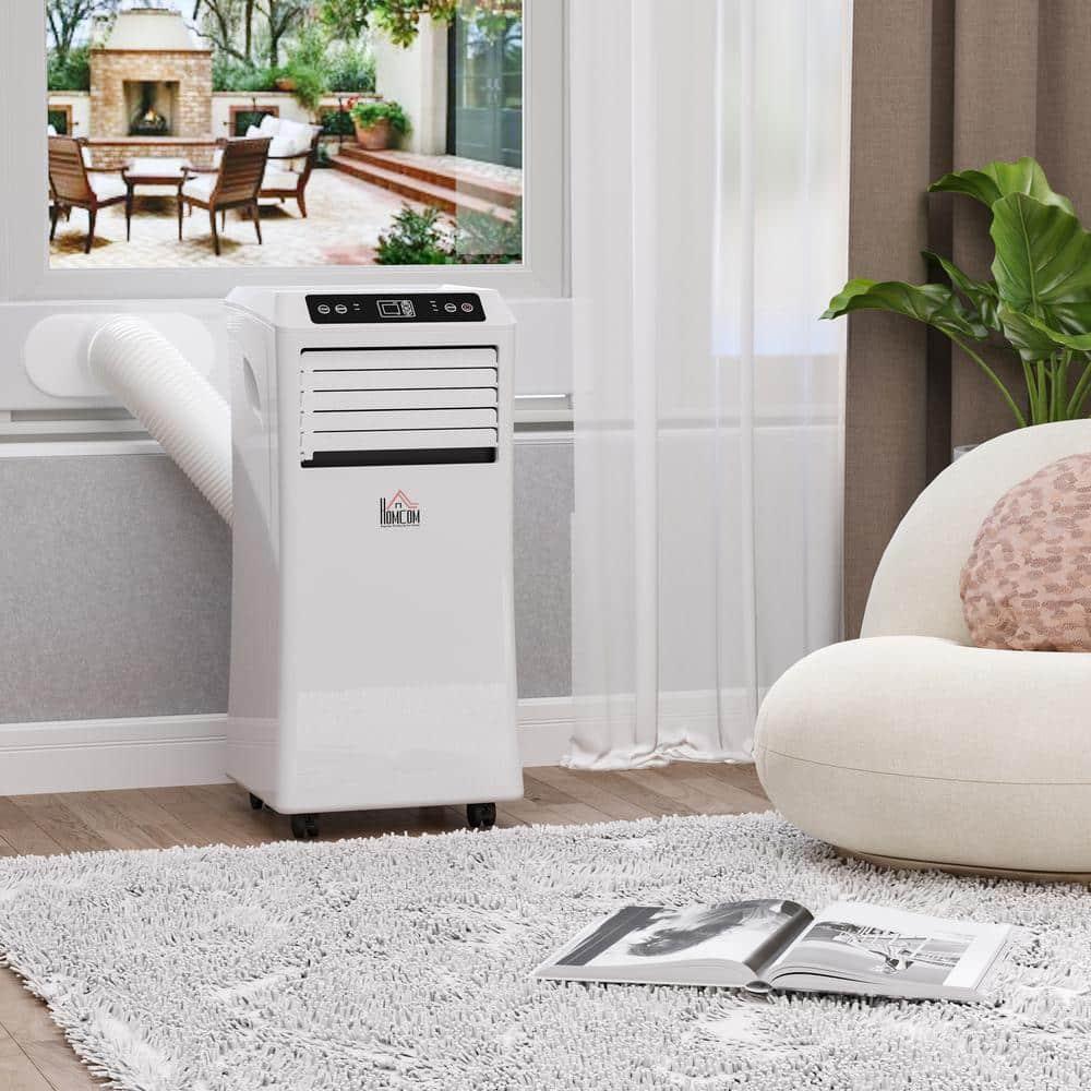 HOMCOM 10000 BTU Mobile Portable Air Conditioner with Cooling, Dehumidifier, Ventilating, Remote Control, 24-Hour Timer, Portable AC Unit for Bedroom, Living Room, Home Office, White