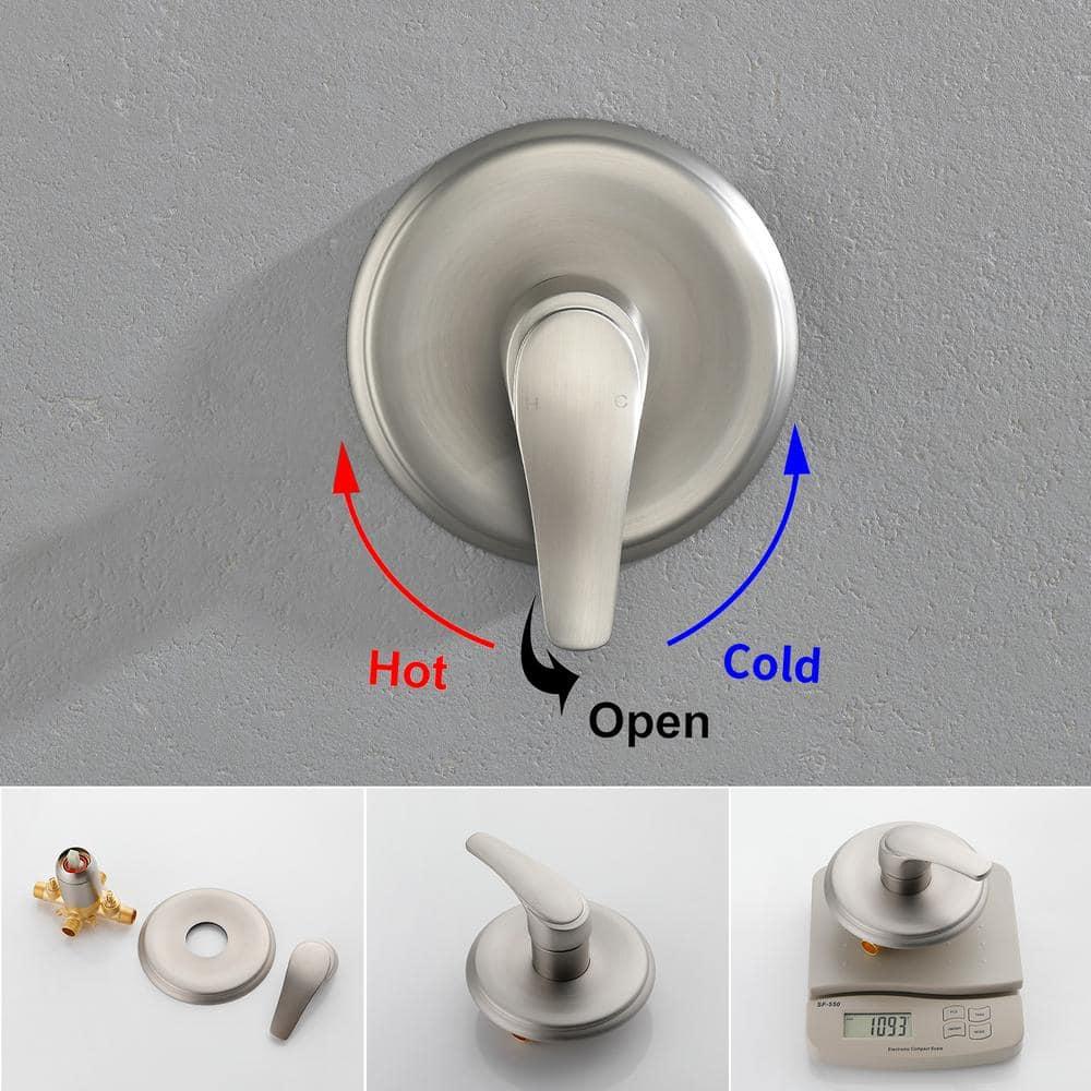 Shower Tub Kit Dual Shower System with Tub Spout Tub and Shower Faucet Set Complete Dual Shower Head and Handheld Combo Set Tub and Shower Trim Kit Brushed Nickel