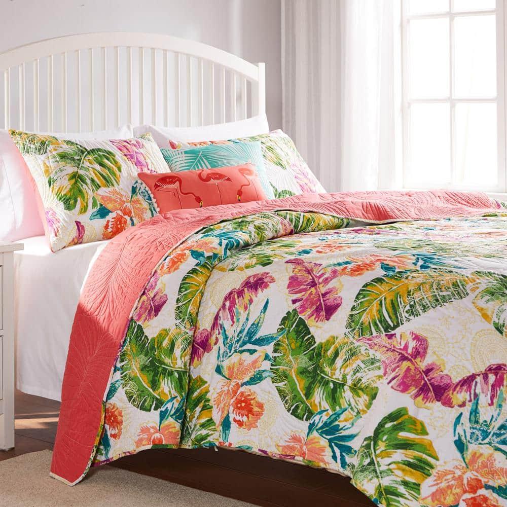 Greenland Home Fashions Tropics Coastal Paradise Quilt Set, 2-Piece Twin, Punch