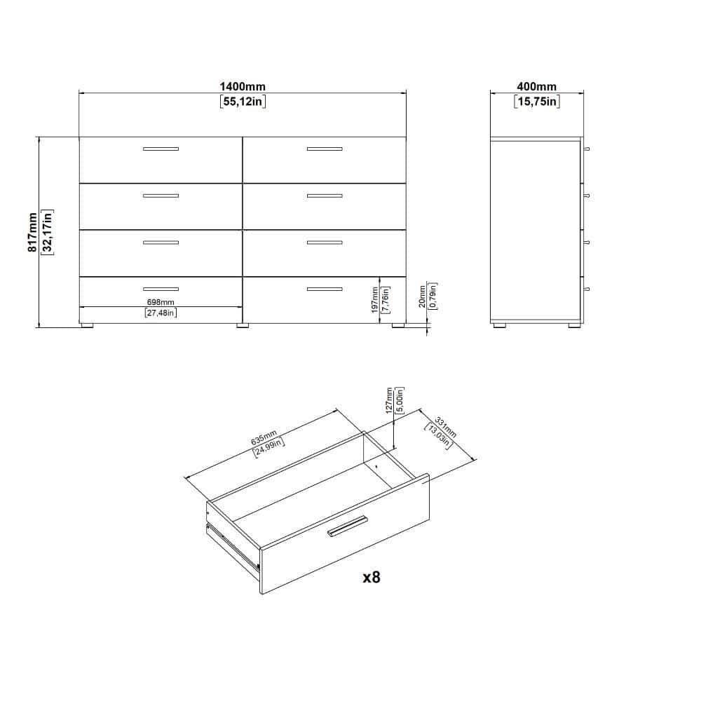 Tvilum Loft 8 Drawer Double Dresser for Adults, Walnut