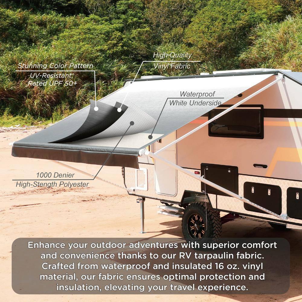 ALEKO Retractable RV Awning 16 X 8 ft Camping Waterproof Vinyl Canopy Gray