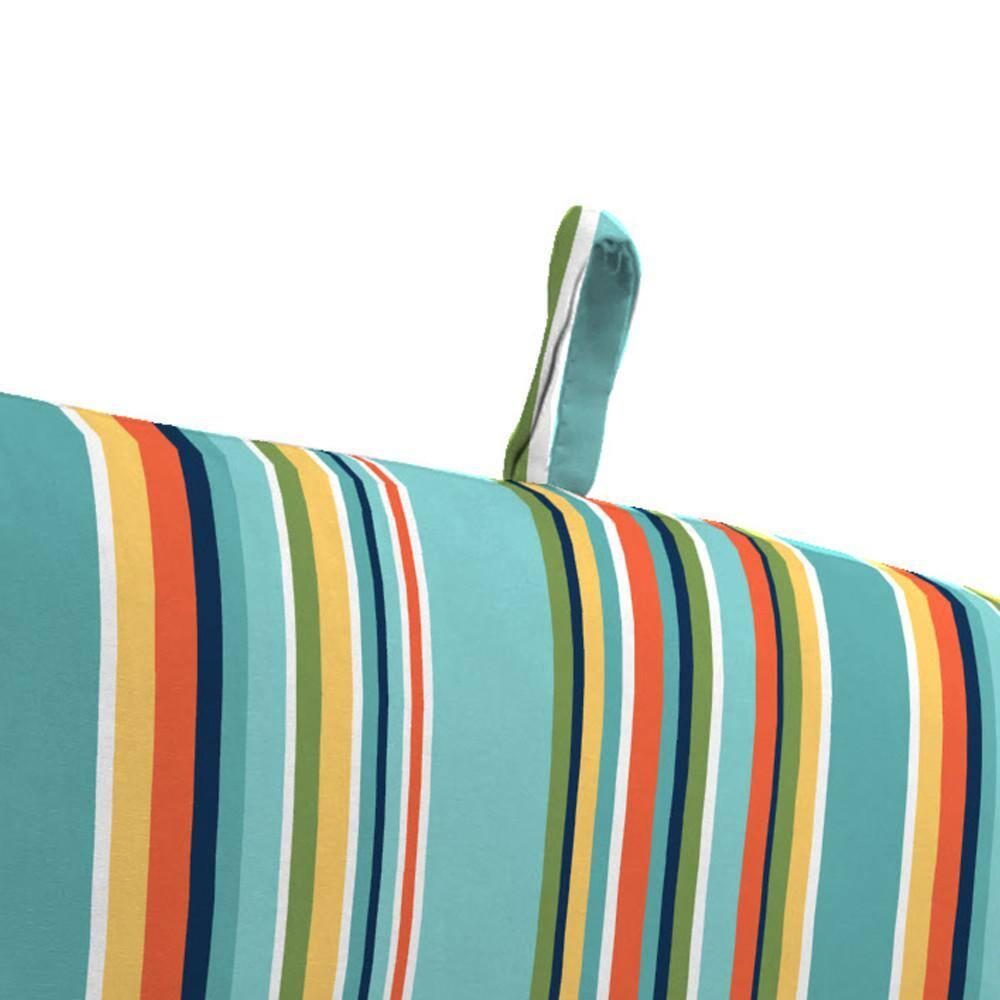 Jordan Manufacturing Cojín Rectangular para Silla de Exterior con Rayas Turquesas Mamba Pelican de 44" x 22" con Lazos y Presilla para Colgar