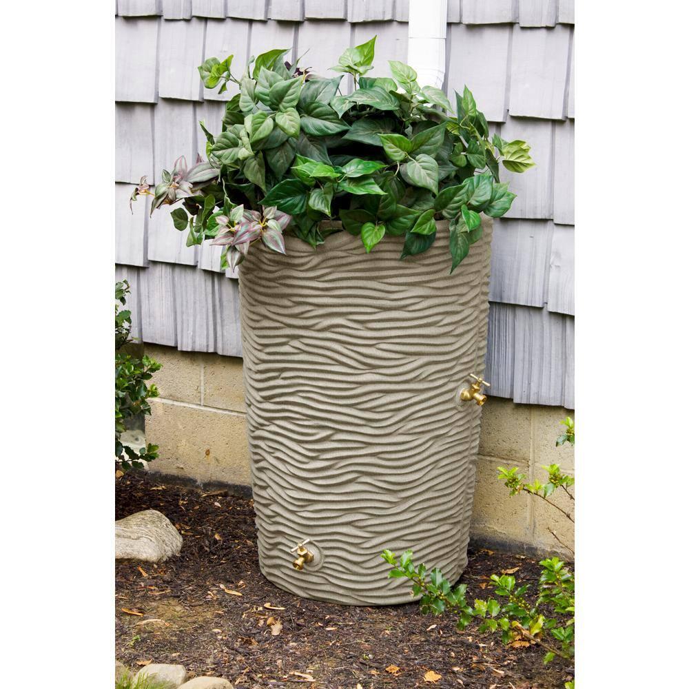 Good Ideas Impressions Palm 50-Gallon Rain Barrel - Sandstone