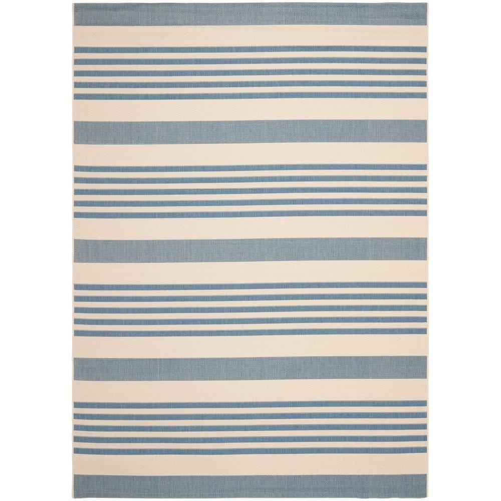 Courtyard CY6062 Power Loomed Indoor/Outdoor Area Rug - Beige/Blue - 8'x10' - Safavieh.