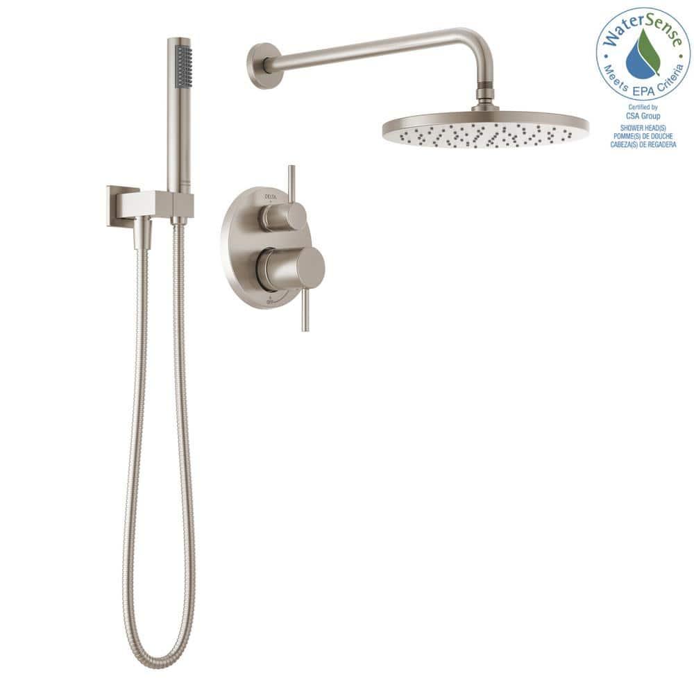 Modern Raincan Round Shower System, Rain Shower Head with Handheld Spray, Shower Faucet Set