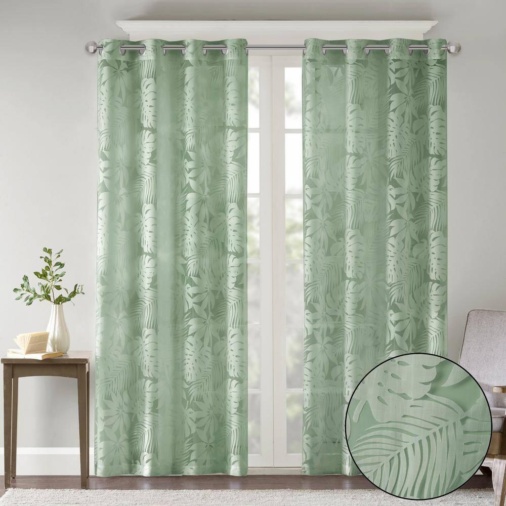 Madison Park Leilani Palm Leaf Burnout Window Sheer
