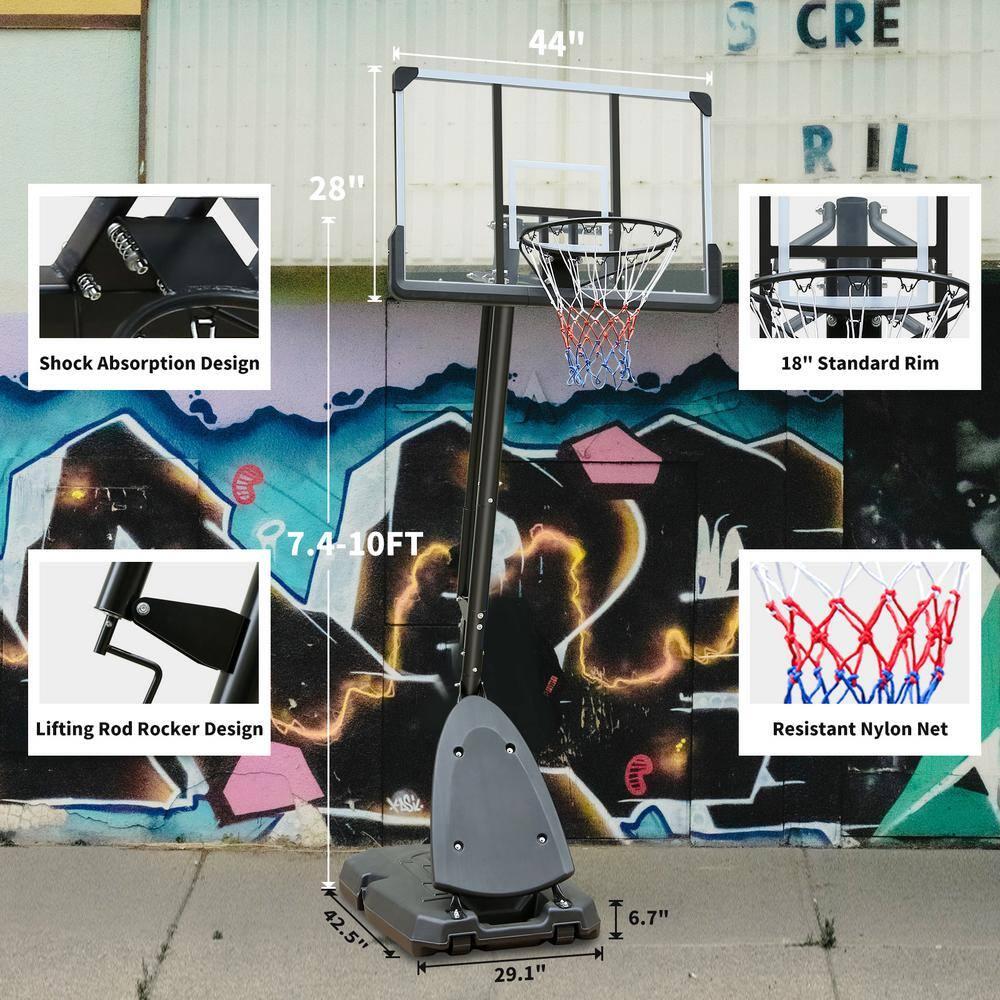 BTMWAY Portable Basketball Hoop Outdoor, 7.5-10 ft Height Adjustable Basketball Hoop Outdoor for Kids Youth and Adults in Backyard, Youth Basketball Goal with Wheels, Outdoor Play Equipment