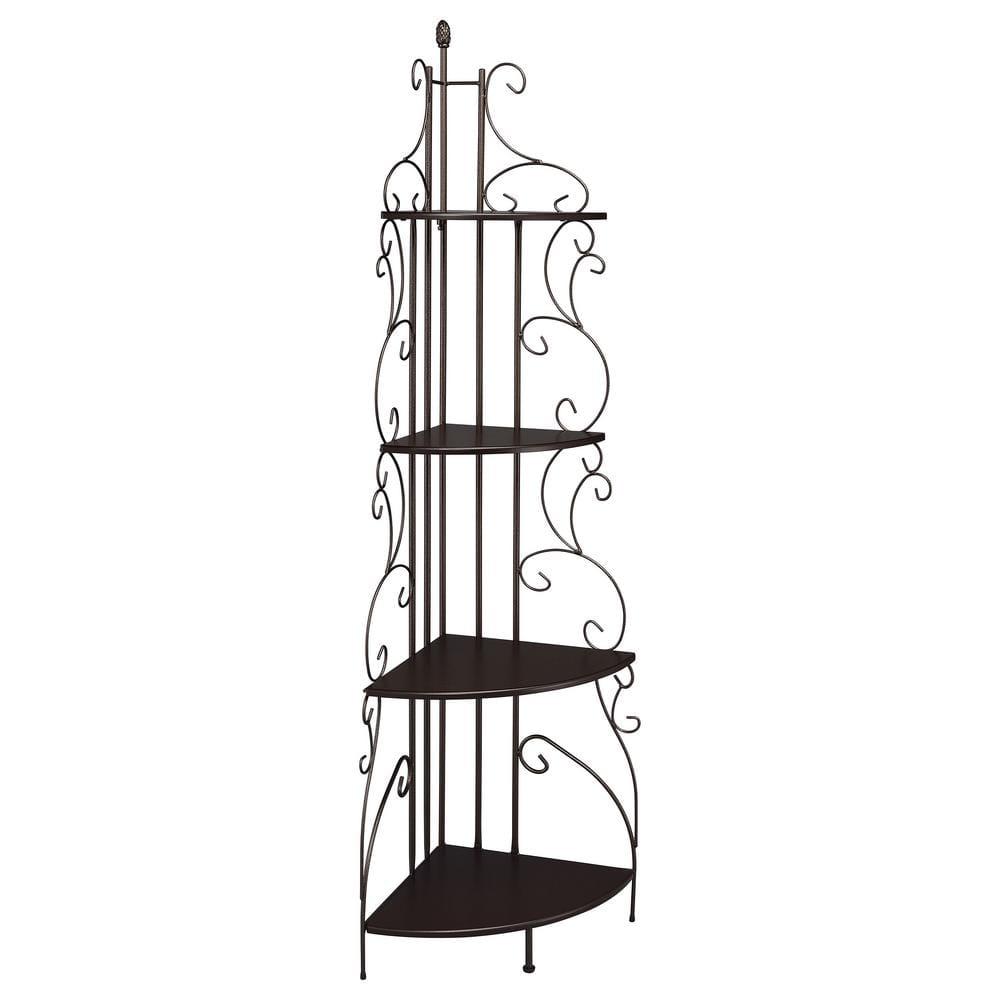Coaster 4 Shelves Traditional Metal Corner Bookcase in Copper