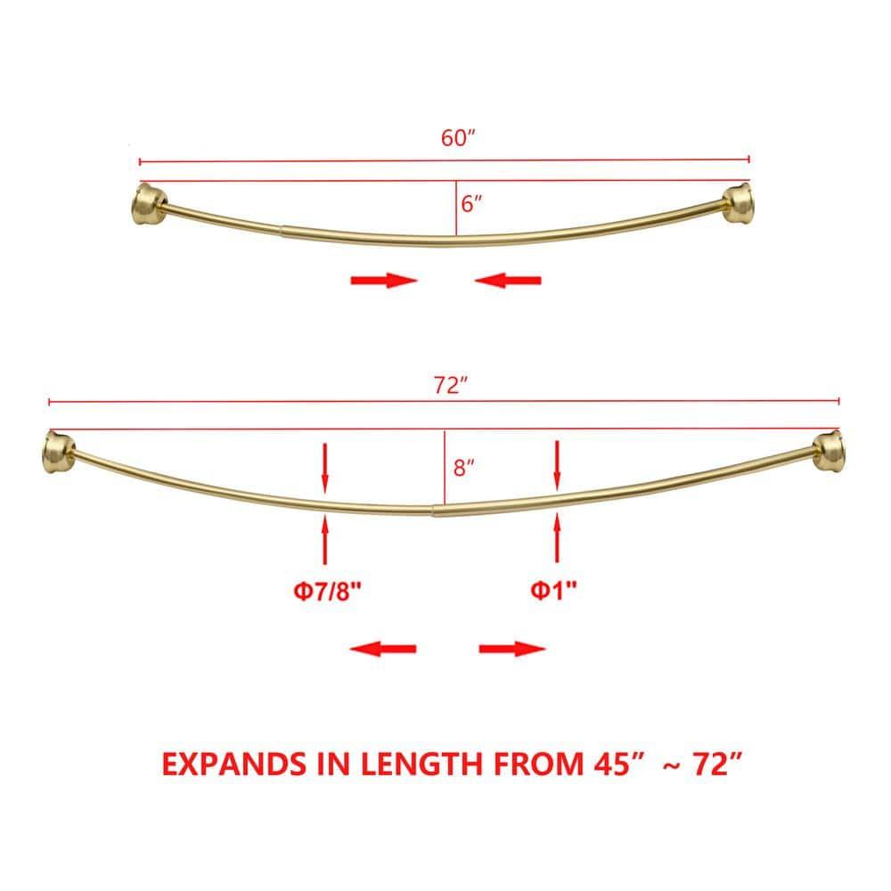 Utopia Alley Utopia Alley Rustproof Fixed Mount Single Curved Shower Rod, Aluminum, adjustable from 45" to 72" Wide