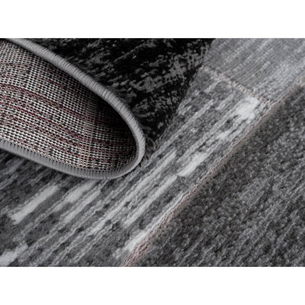 L'Baiet Verena Black Grey Graphic Geometric Color Block Mid-Century Modern Indoor 2' x 3' Area Rug
