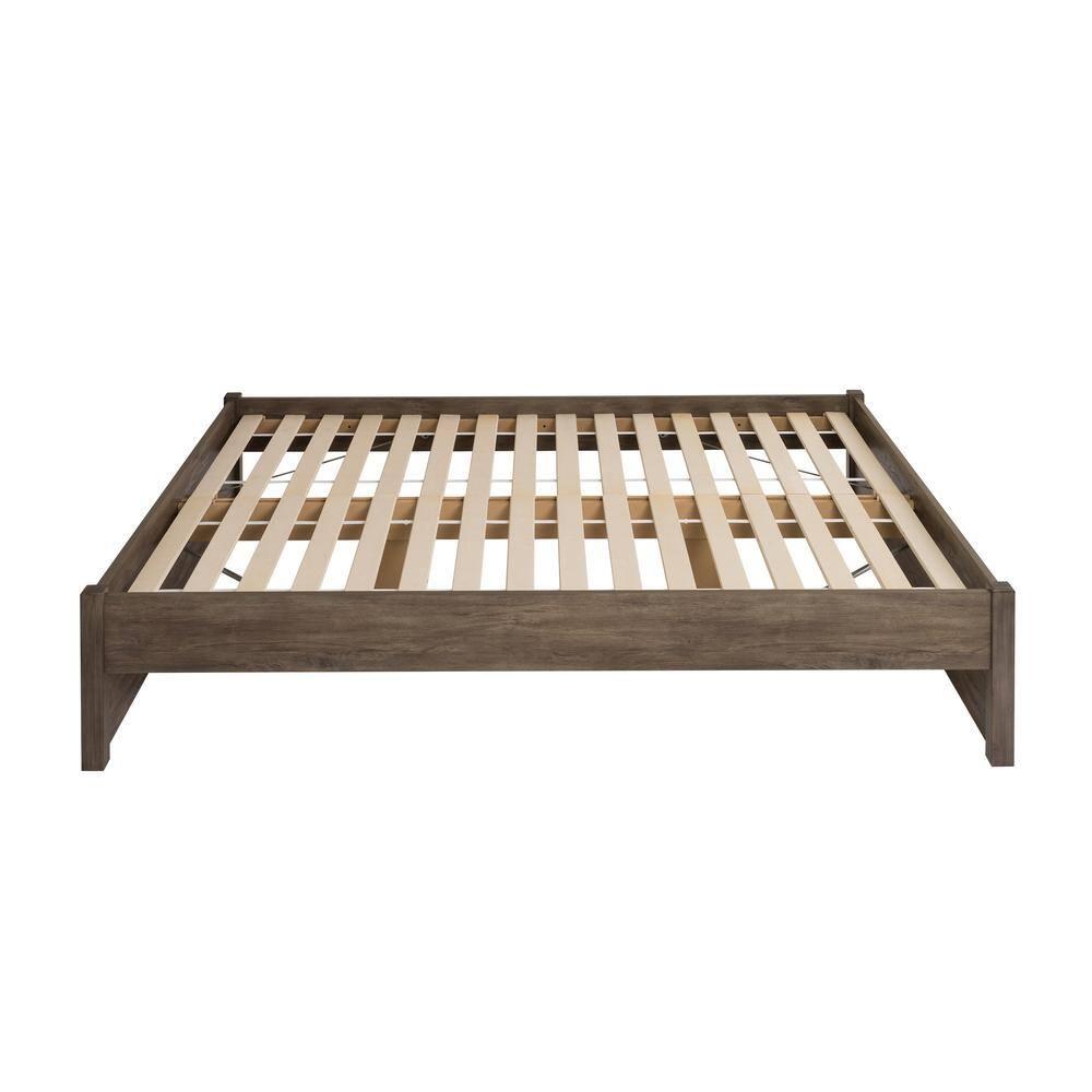 Queen 4 Post Platform Bed Drifted Gray - Prepac: Sleek Storage, No Box Spring Required