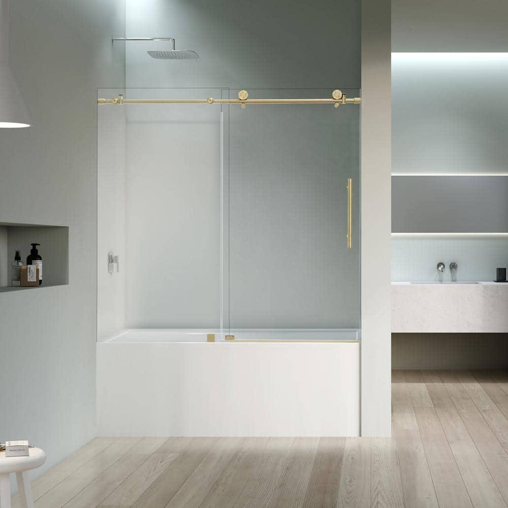 56" - 60" W x 58" H Single Sliding Frameless Tub Door