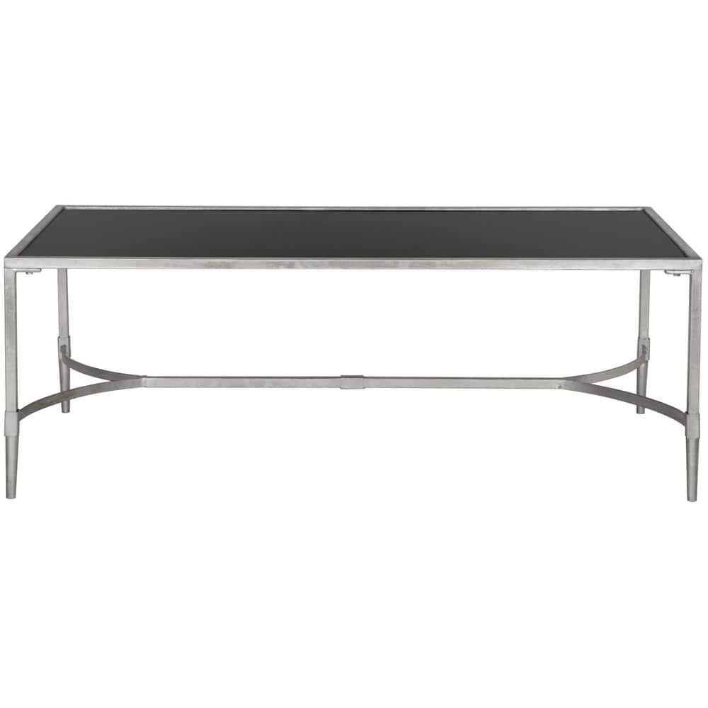 SAFAVIEH Antwan Solid Classic Coffee Table, Silver/Tempered Glass Top