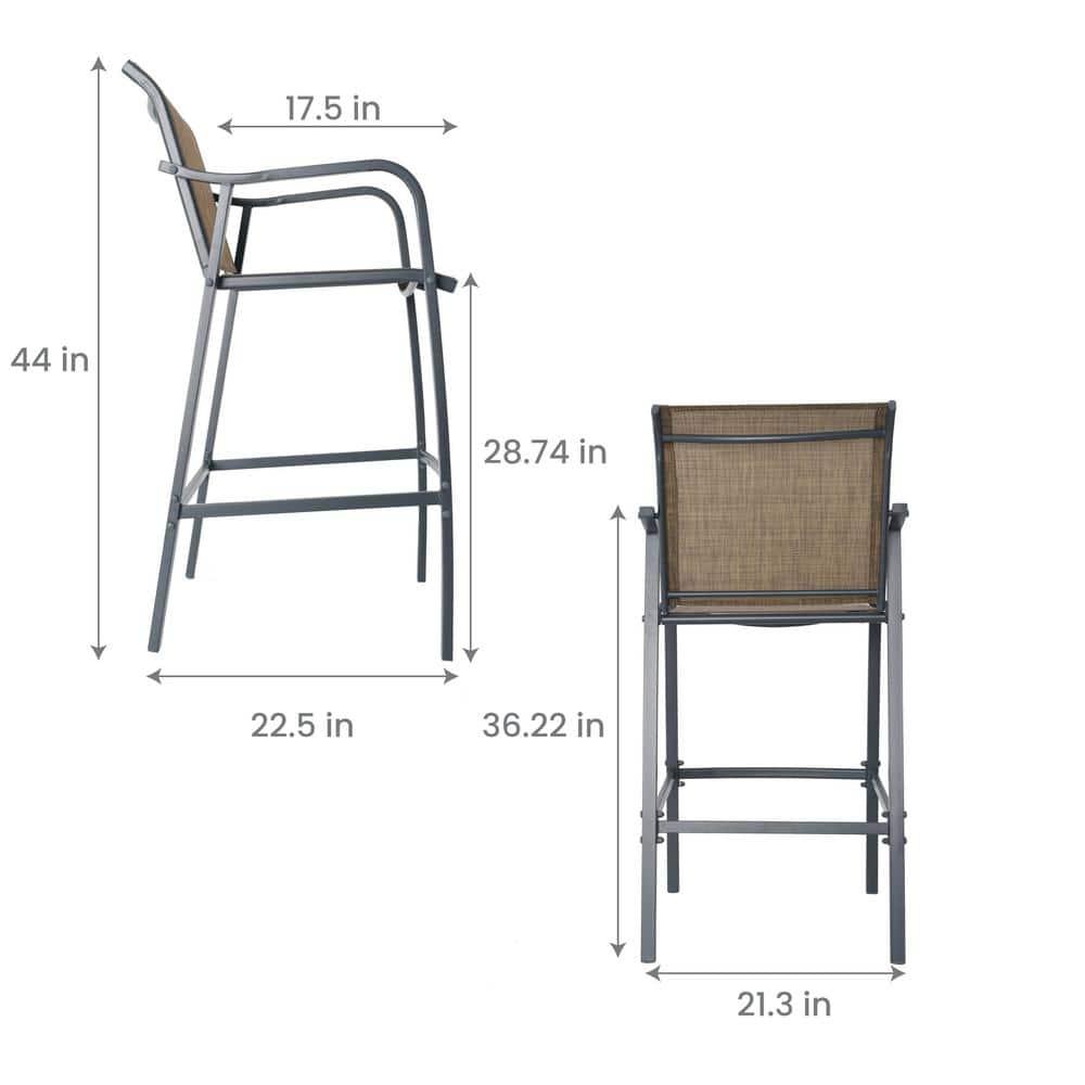 Crestlive Products Lightweight with Curved Backrest Weather-Resistant Bar Stools Set of 2, Earth