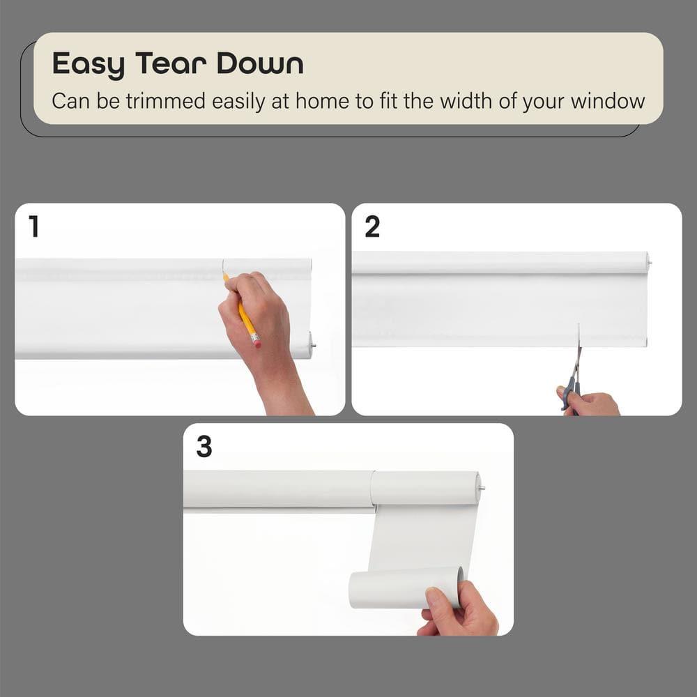 Achim Tear Down Indoor Cordless Vinyl Room Darkening Roller Window Shade, 72 x 37, Ivory Beige