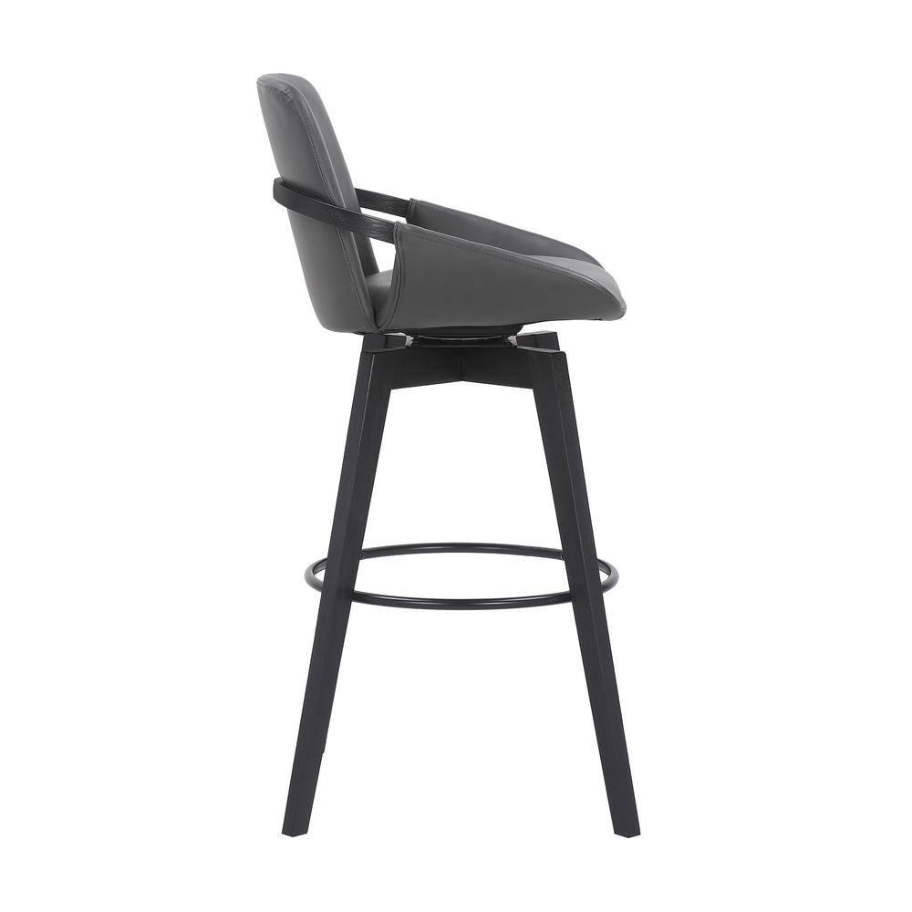 30" Baylor Faux Leather Wood Swivel Barstool Gray/Black - Armen Living
