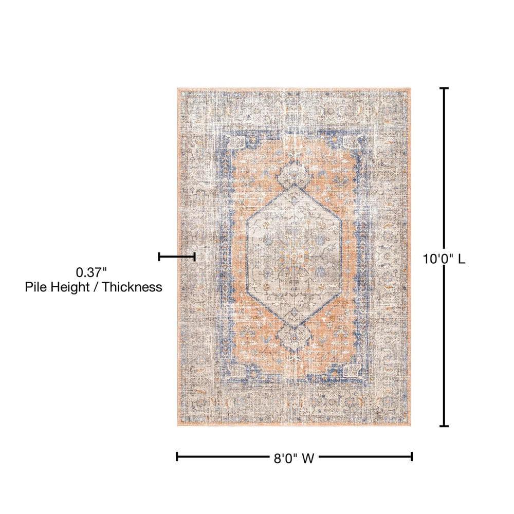 Nuloom Jacquie Pet Friendly Machine Washable Vintage Floral Area Rug, 8' x 10', Peach