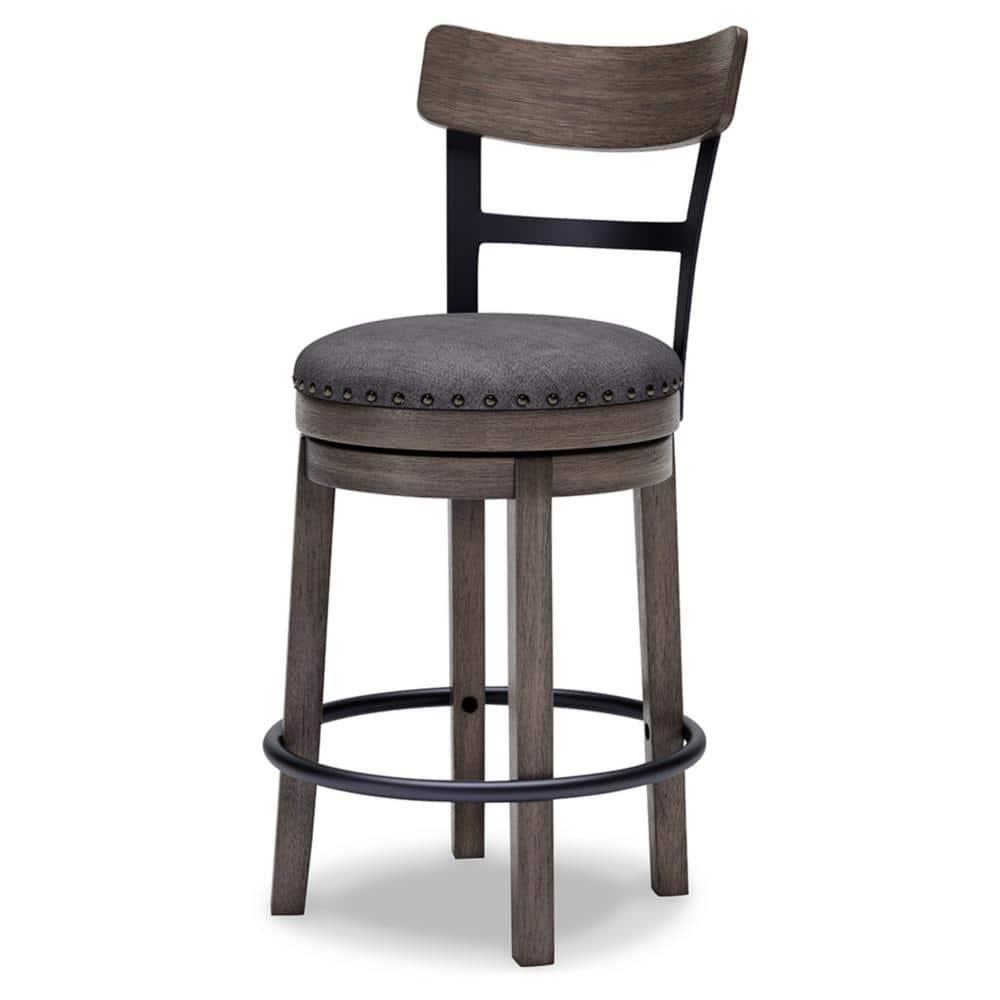 Caitbrook Counter Height Barstool Gray - Signature Design by Ashley: Polyester Upholstery, Nailhead Trim, Swivel Seat