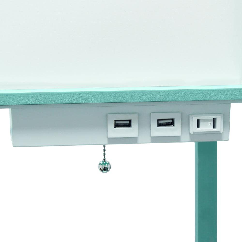 Creekwood Home Classix 62.5" 3-Tier Storage Floor Lamp with Charging Ports and Outlet Aqua Green