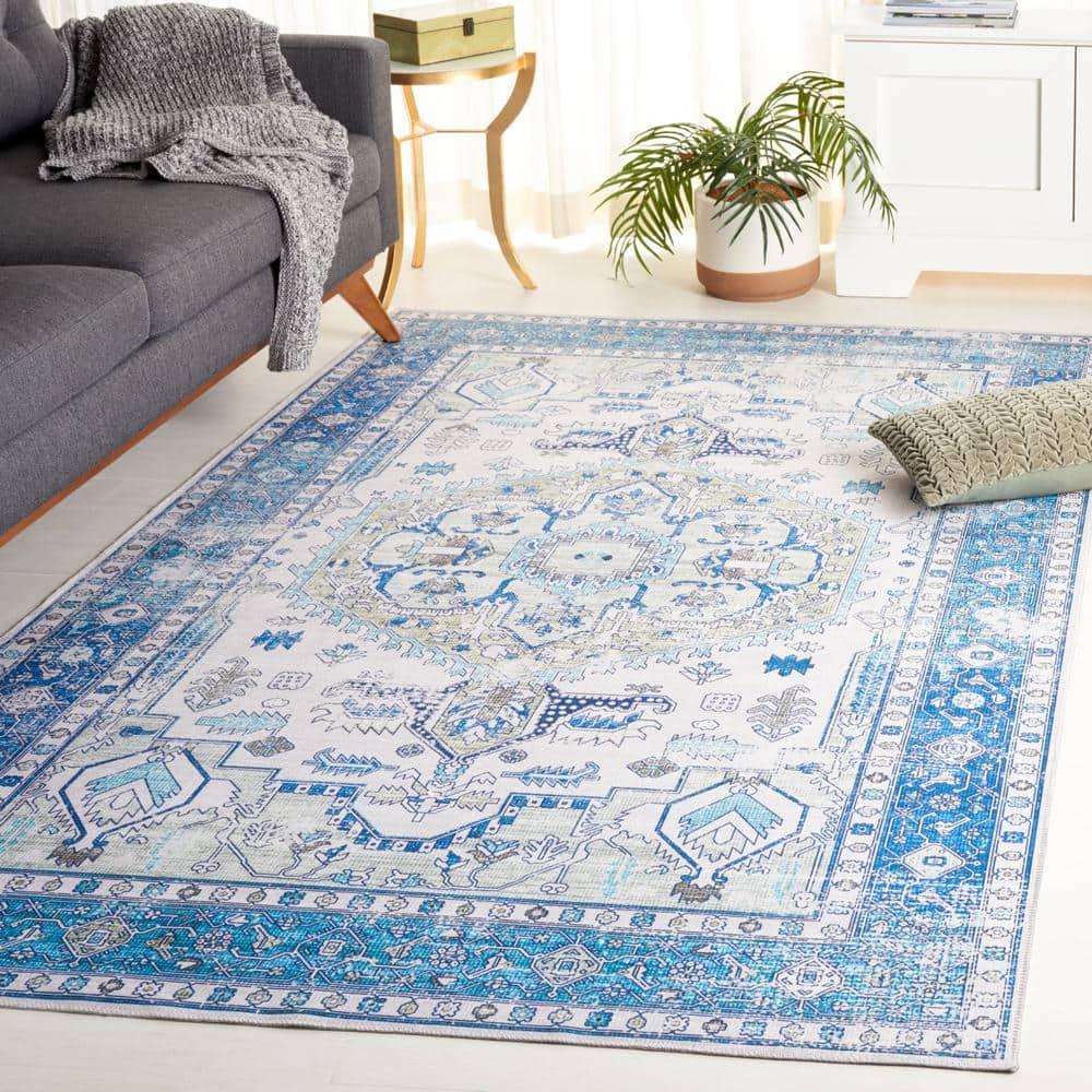 Arizona ARZ105 Power Loomed Machine Washable Area Rug - Beige/Blue - 8'x10' - Safavieh.
