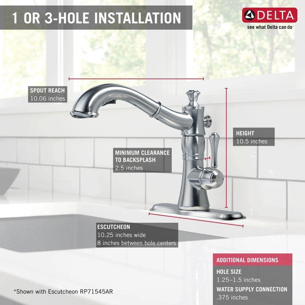 Delta Cassidy Single Handle Pull-Out Kitchen Faucet in Arctic Stainless 4197-AR-DST