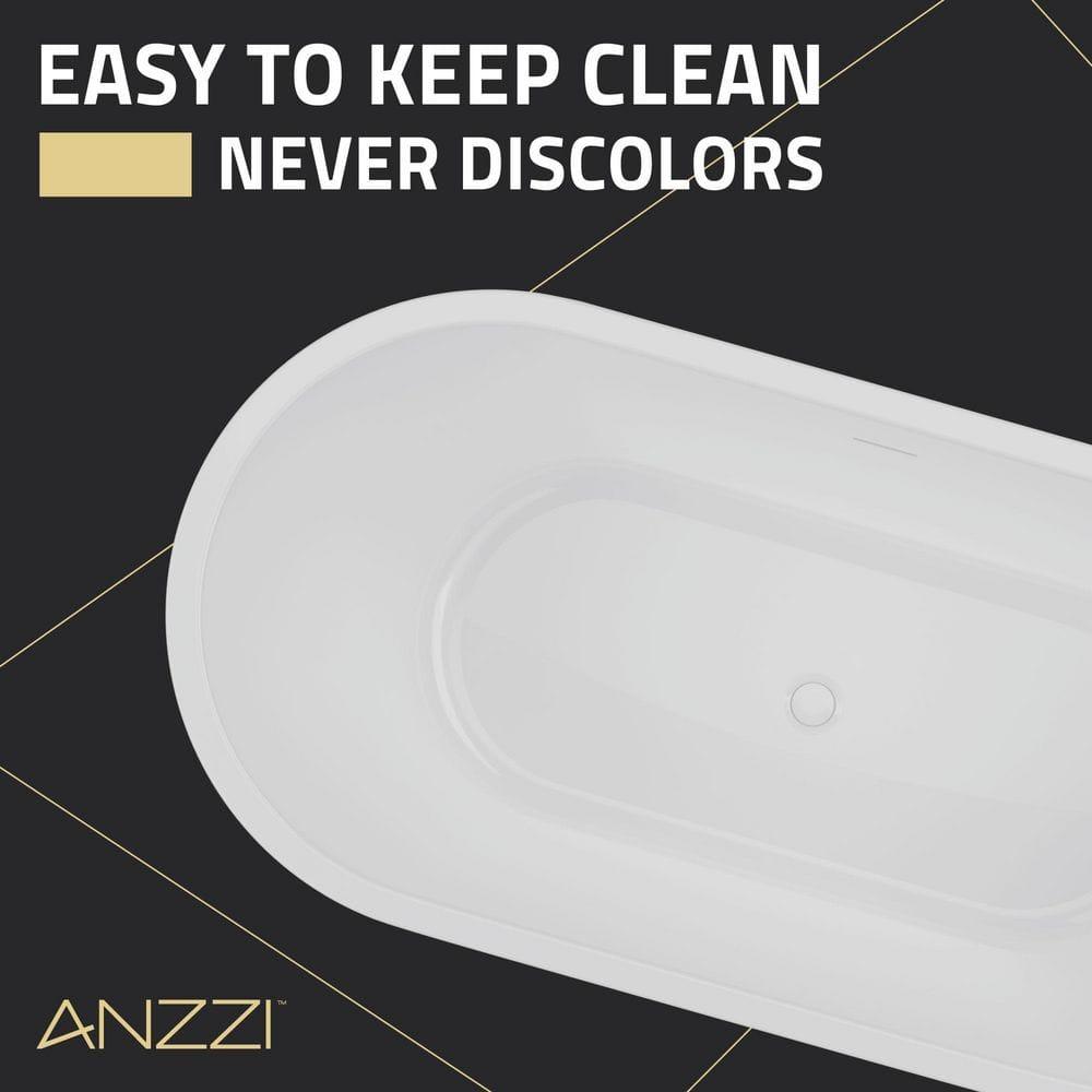 Glossy Black Acrylic Freestanding Soaking Bathtub with Overflow