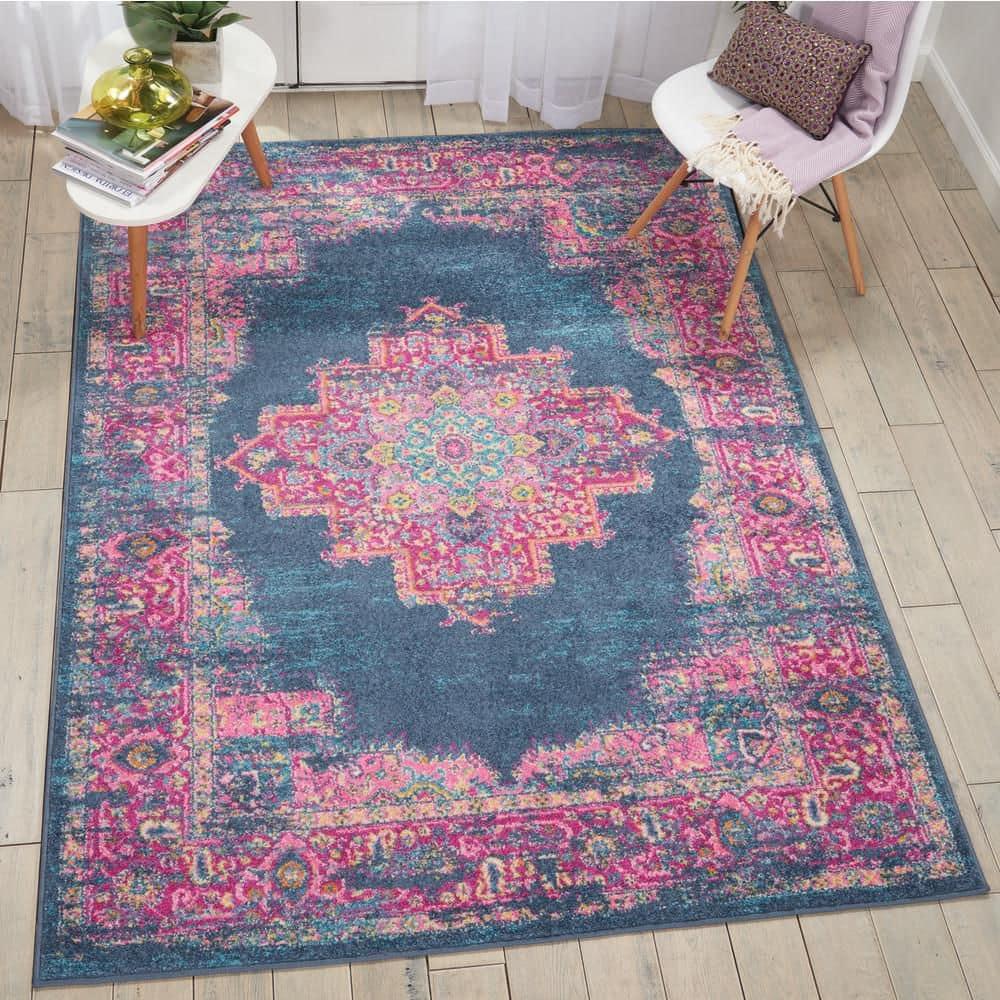 Nourison Passion Medallion Bohemian Indoor Rug Blue 5'3" x 7'3"