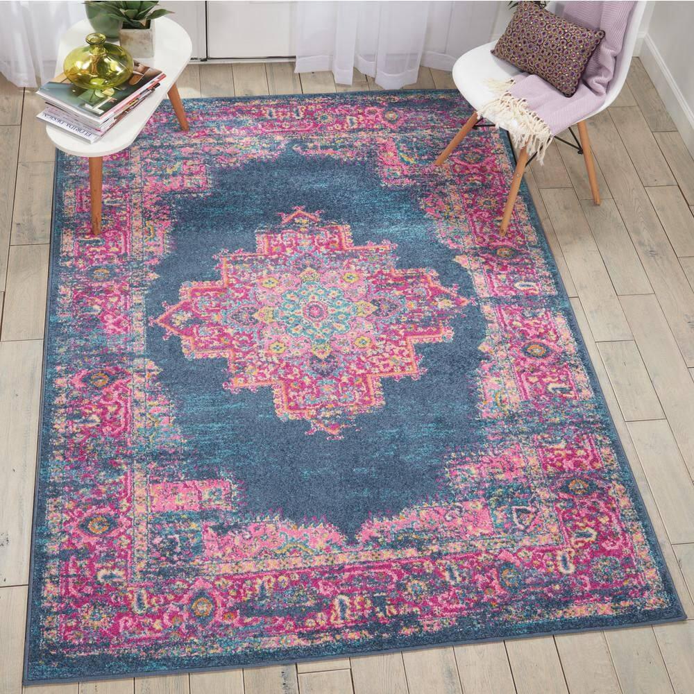 Nourison Passion Medallion Bohemian Indoor Rug Blue 5'3" x 7'3"