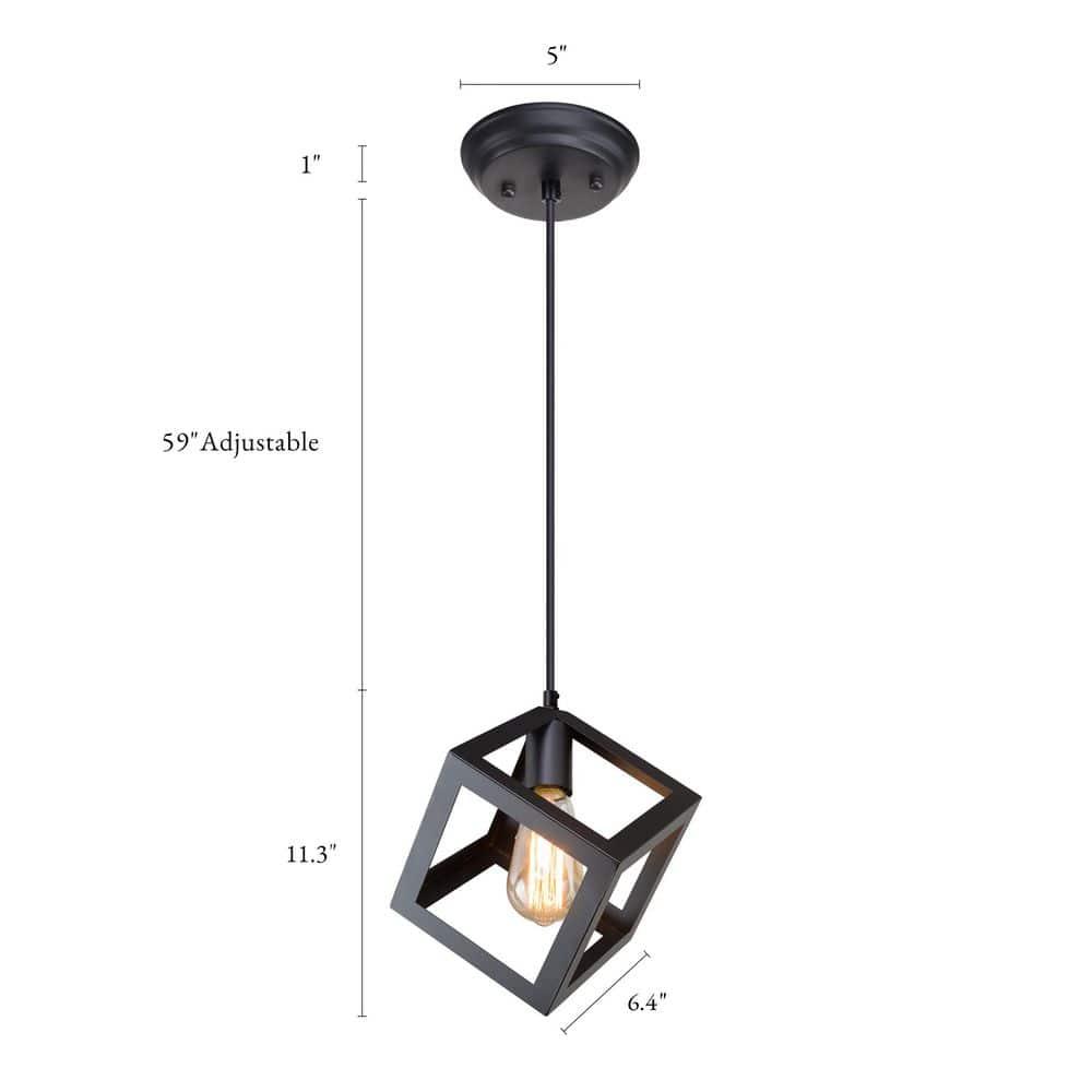 1-Light Matte Black Modern/Contemporary Geometric LED Mini Kitchen Island Light, Kitchen Island Chandeliers Light for Dining Room, Kitchen Island, Bedroom