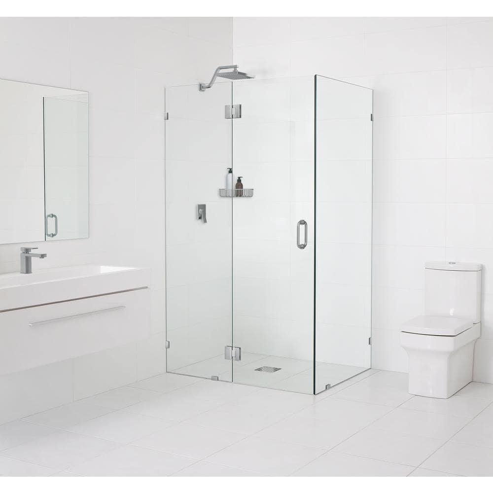 Glass Warehouse Halo 36 in. x 40 in. x 78 in. 90-degree Fully Frameless Glass Hinged Shower Enclosure 90-GH-36-40-MB