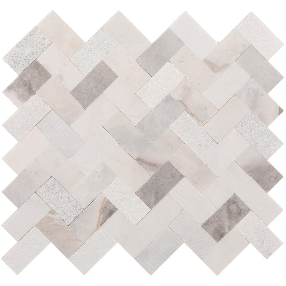 Minute Mosaix Natural Stone Herringbone Mosaic Sheet Floor &Wall Tile