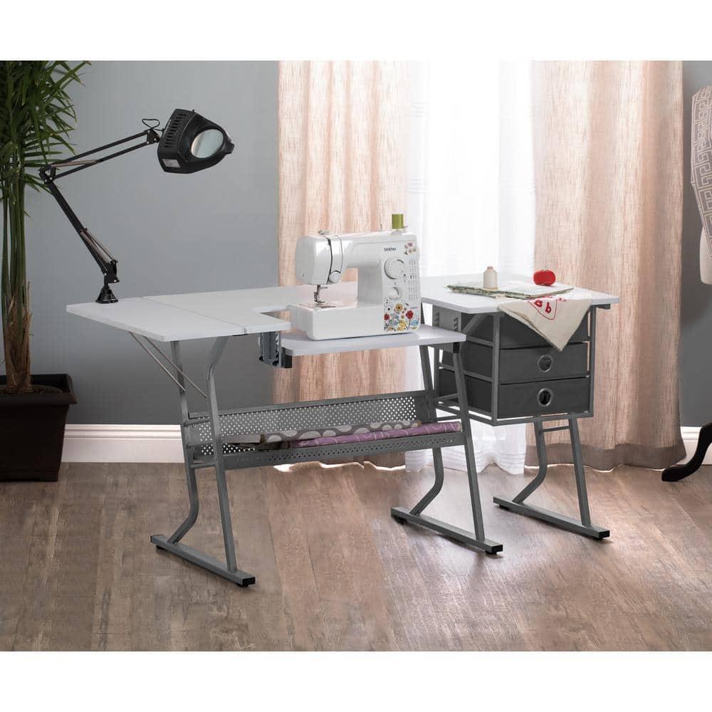 60.25'' x 23.75'' Sewing Table with Sewing Machine Platform