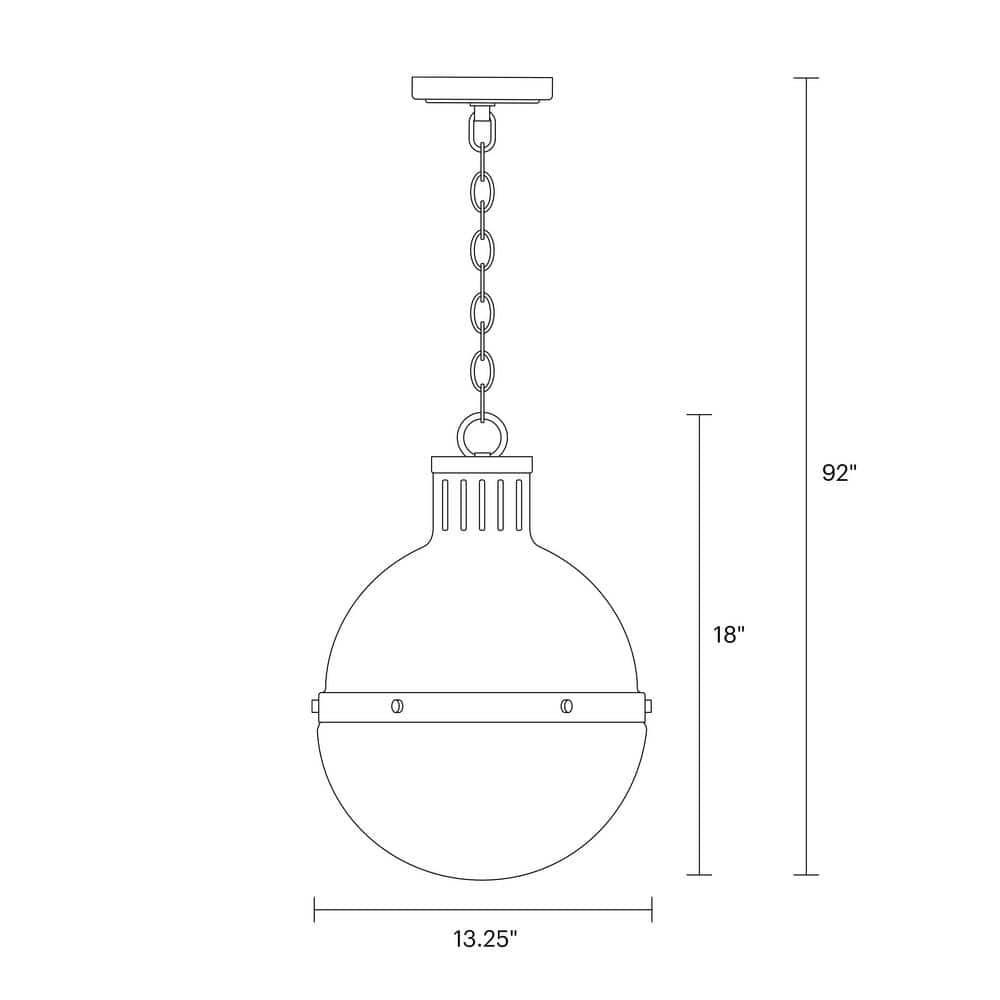 Generation Lighting Hanks 1 -Light Midnight Black Transitional White glass Globe Medium Hanging Pendant light