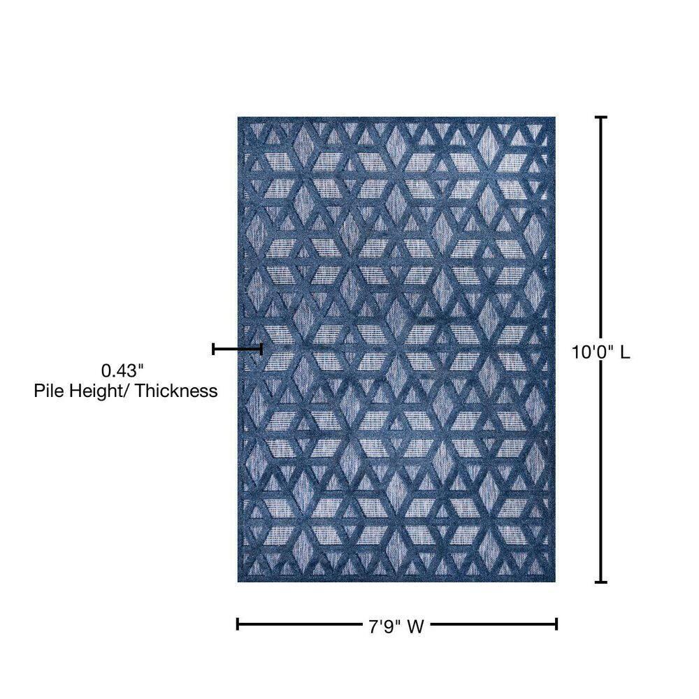 8'x10' Talaia Neutral Geometric Indoor/Outdoor Area Rug, Navy - JONATHAN Y