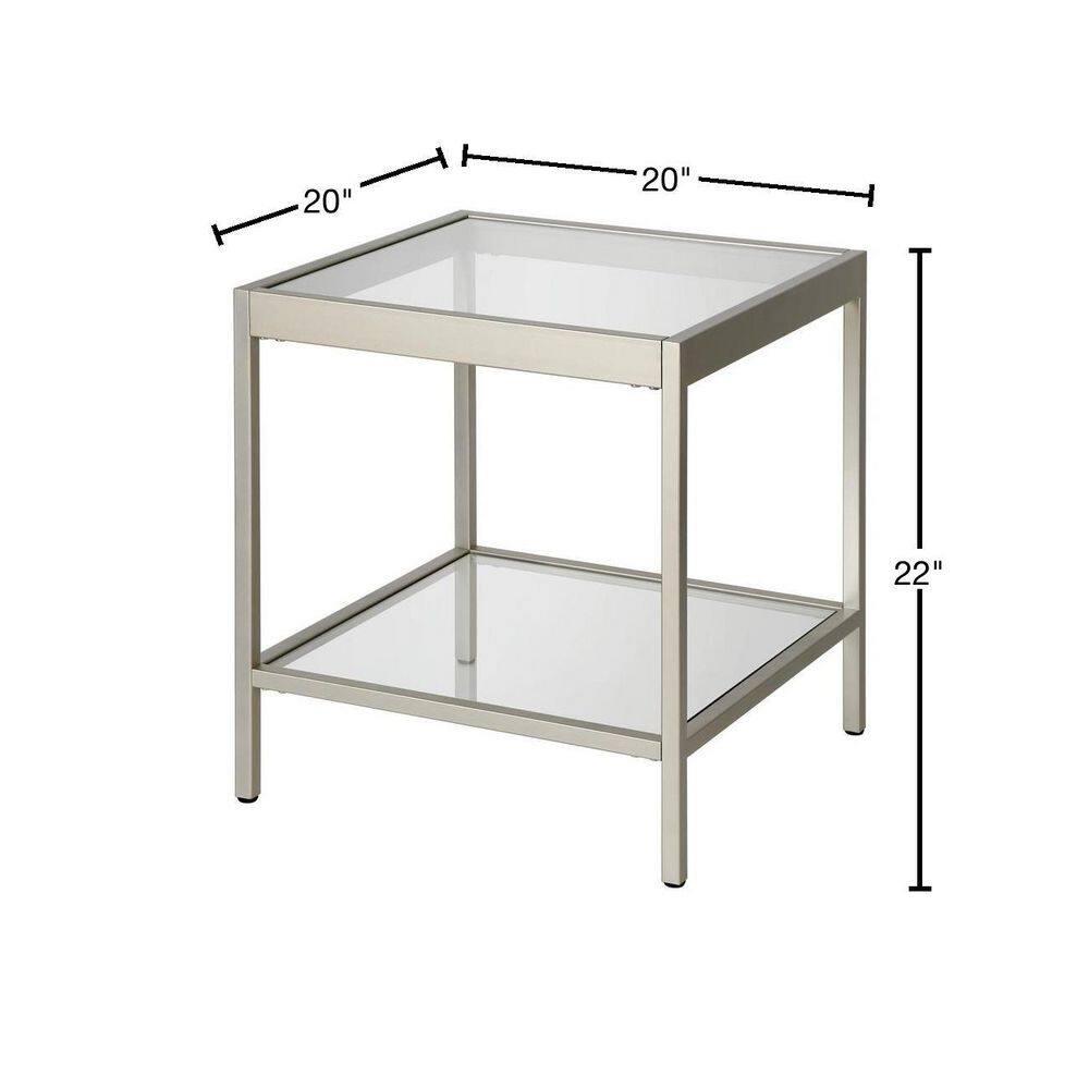 Evelyn&Zoe Alexis 20" Wide Square Side Table, Nickel