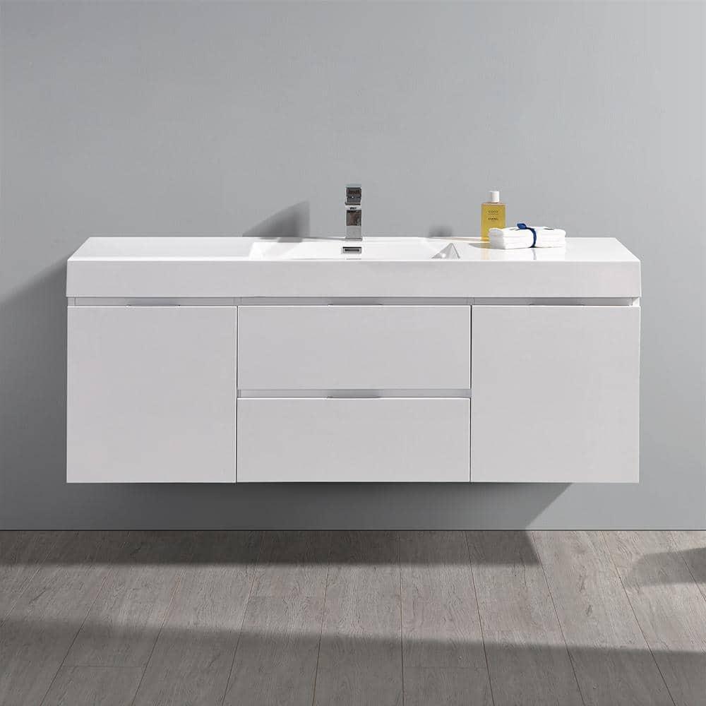 Valencia 60" Wall Mount Single Sink Bathroom Vanity with Top and Sink (Faucet Not Included)