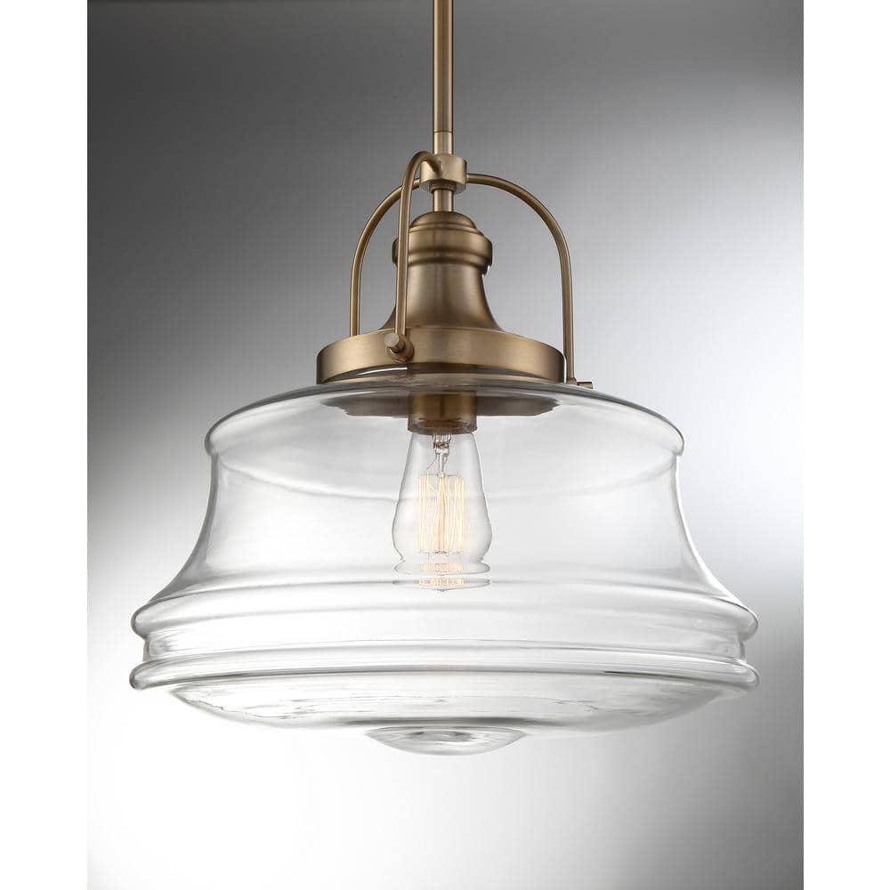 Nuvo 60/6757 Basel 1 Light Pendant Fixture, Burnished Brass Finish