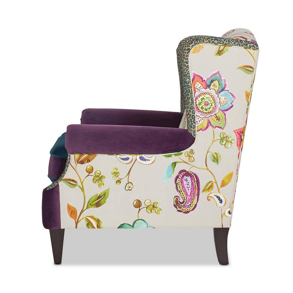 Anya Wingback Accent Arm Chair Multicolored Floral
