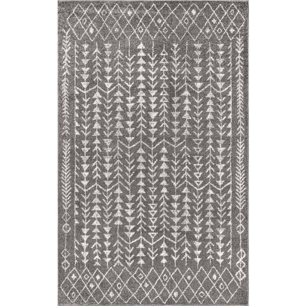 3'x5' Ziri Moroccan Geometric Area Rug, Grey/Cream - JONATHAN Y
