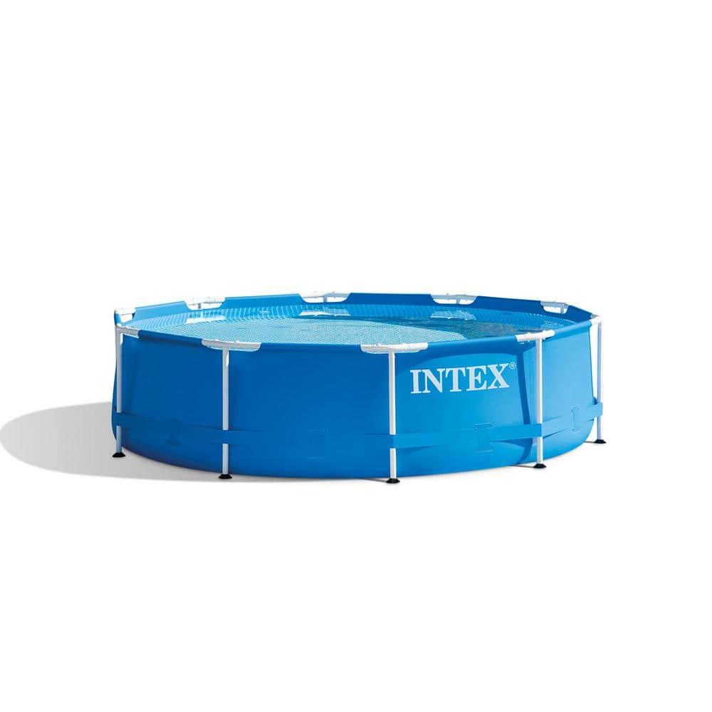 Metal Frame Above Ground Swimming Pool w/ 10 Foot Round Swimming Pool Cover