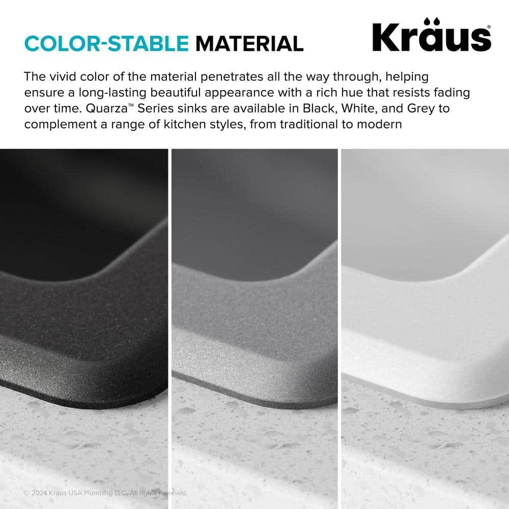 Kraus KRAUS Quarza™ 33" L Dual Mount 60/40 Double Bowl Granite Kitchen Sink KGD-442GREY