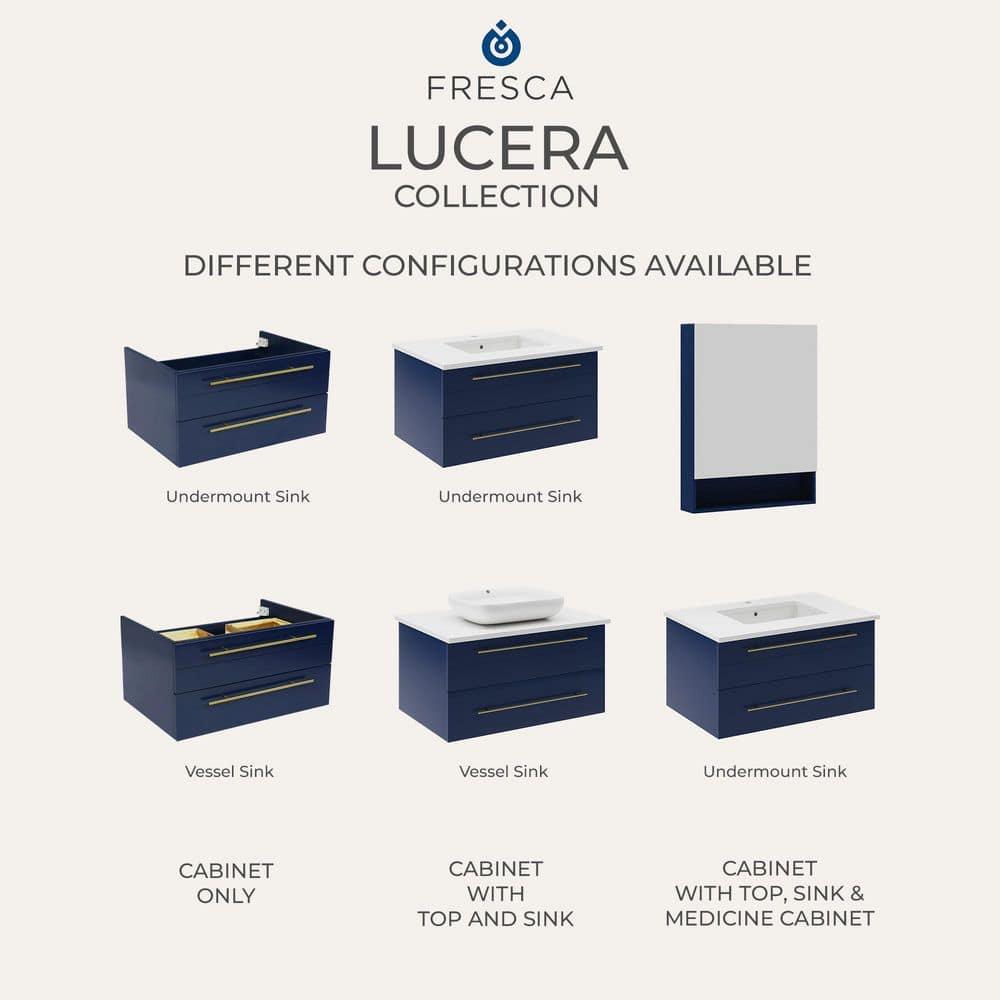 Lucera 30" Wall Mount Single Vessel Sink Bathroom Vanity Base Only (Top and Sink Not Included)