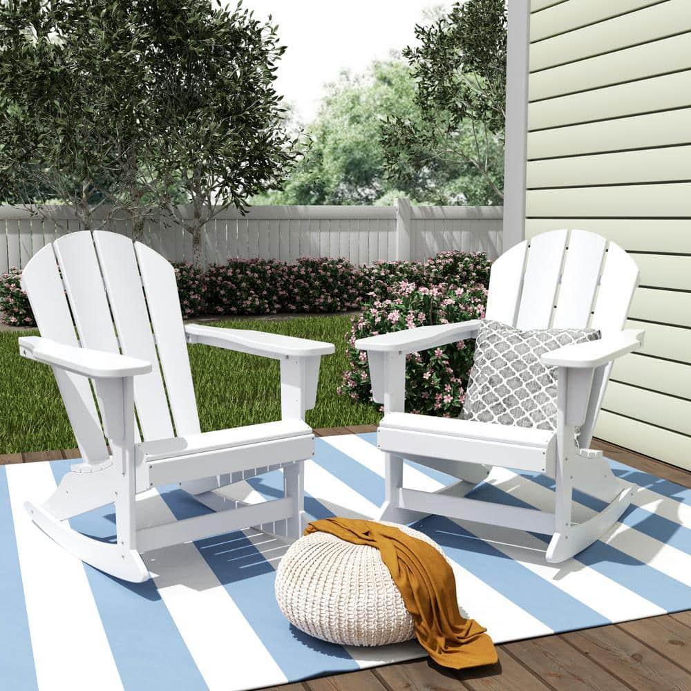 Polytrends  Laguna Hdpe All Weather Outdoor Patio Rocking Chair (Set of 2) White