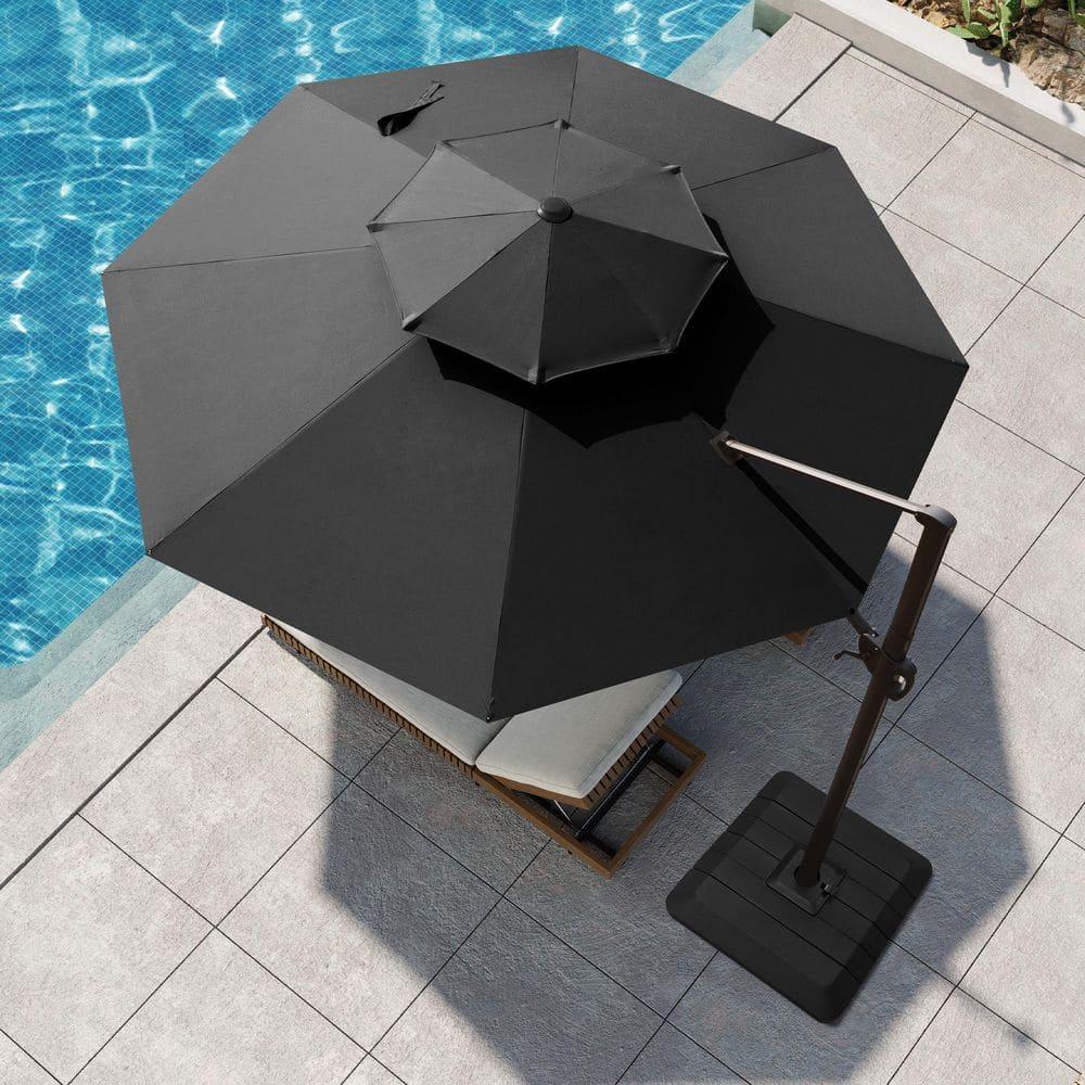 Pellebant  11' Outdoor Patio Cantilever Offset Umbrella Round, Base Not Included Black