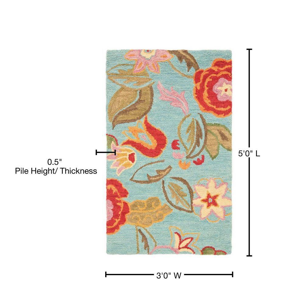 Blossom BLM675 Hand Hooked Area Rug - Blue/Multi - 3'x5' - Safavieh.