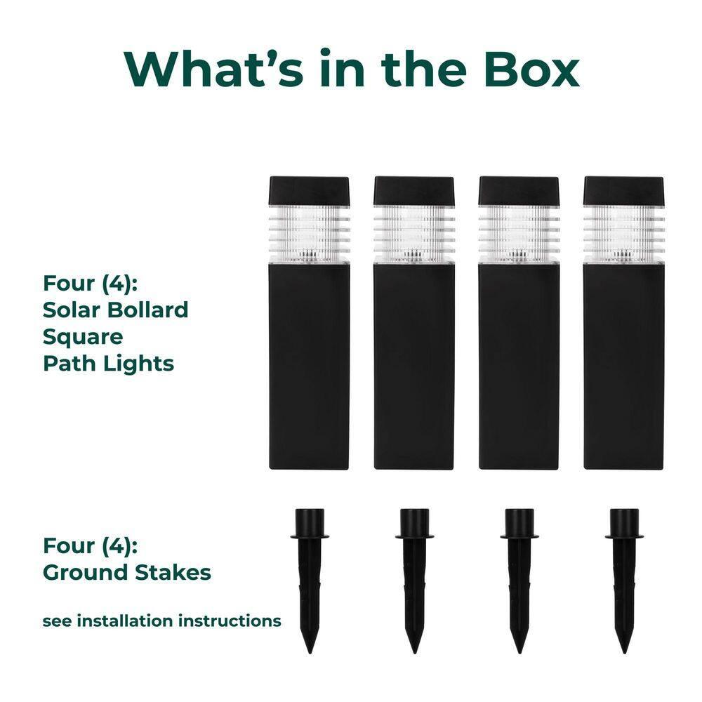 Techko Solar Square Bollard Pathway Lights – Small (4-Pack) (Set of 4)