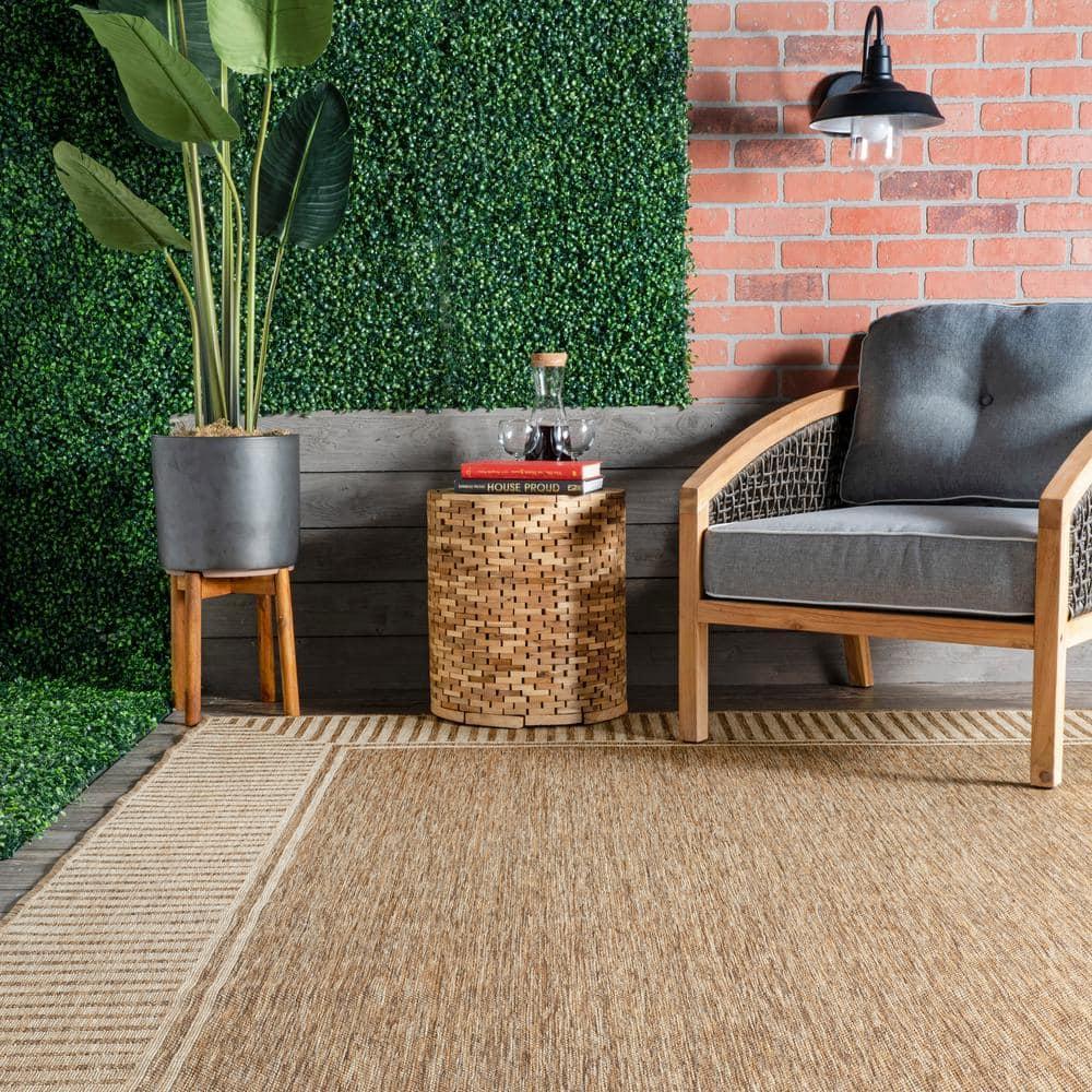 nuLOOM 4' x 6' Outdoor Area Rug, Stain Resistant, Weather Resistant, High Traffic, Patio, Balcony, Outside, Living Room, Dining Room, Asha Light Brown