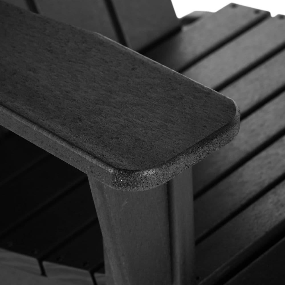 JUSTLET Plastic Adirondack Rocking Chair,HDPE All-Weather Outdoor Rocking Adirondack Chair for Porch, Patio, Balcony,Black